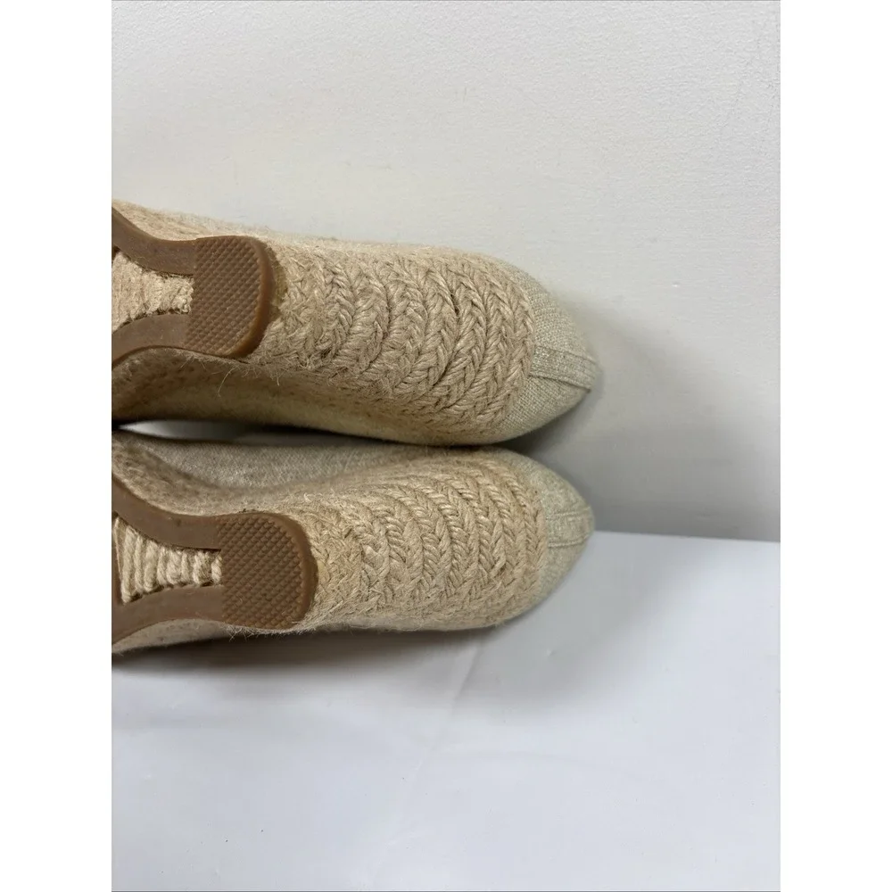 J Crew Womens 8 Seville Gold Canvas Wedge Espadrille Heels Pump Preppy Versatile